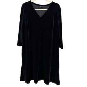J. Jill Wearever Collection V Neck Velvet Dress Black Large Classic Formal Chic